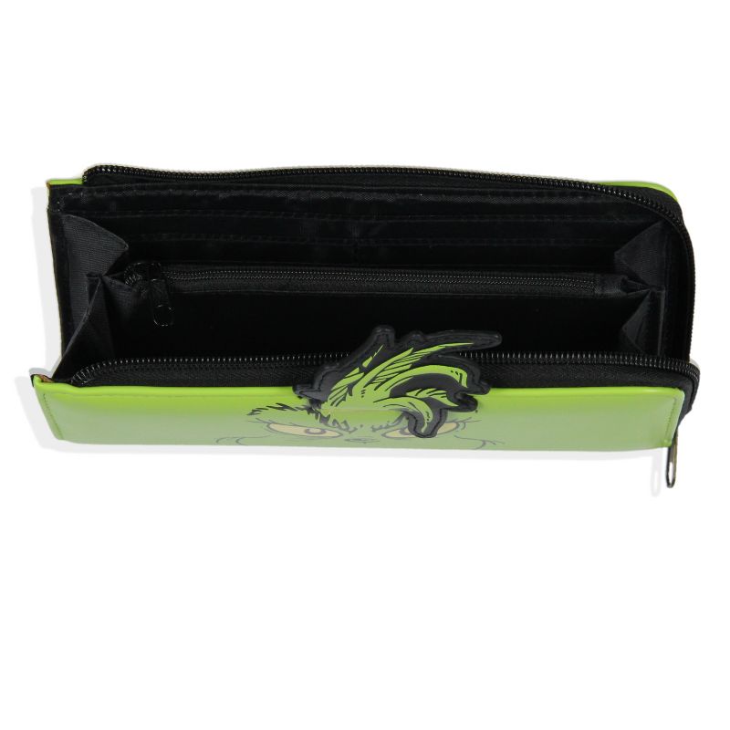 How The Grinch Stole Christmas 3D Character Faux Leather Zip Closure Wallet Green, 3 of 5