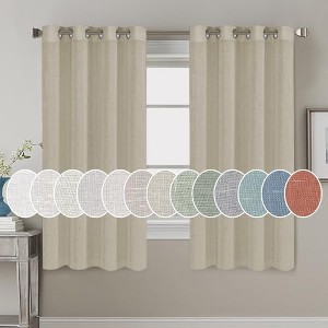 Living Room Linen Curtains Nickel Grommet Energy Saving Light Filtering Semi Sheer Curtain - 1 of 4