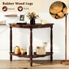 Resenkos 42-Inch Half Moon Console Table - Built-In Shelf & Rubber Wood Legs, Curved Design for Entryways & Living Spaces, Light Espresso Brown - 2 of 4