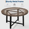 47" Round Dining Table, Seats 4–6, Rustic Wood-Grain Top & Black Cross Metal Base, Modern Kitchen & Dining Room Table, Easy Assembly - 2 of 4