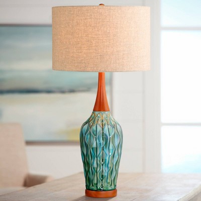 Rocco 30" Blue Teal Glaze Ceramic Table Lamps Set of 2
