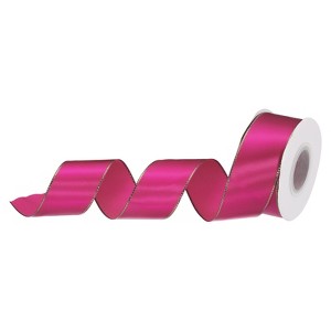 Unique Bargains Double Face Wide Satin Ribbon with Gold Edges for Wedding Bouquet - 1 of 4