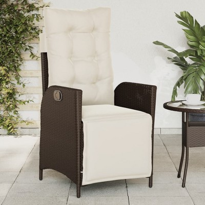 vidaXL Reclining Patio Chair with Footrest Brown Poly Rattan