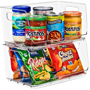 Sorbus 2 Pack Open Front Clear Stackable Fridge Storage Bins - Great for Kitchen Organization, Pantry Storage and more - 1 of 4