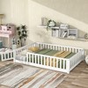 Whisen Twin Bed & Rubber Wood Floor Bed with Fence without Door, Multi - Functional Floor Bed for Kids' Sleep & Play - 2 of 4