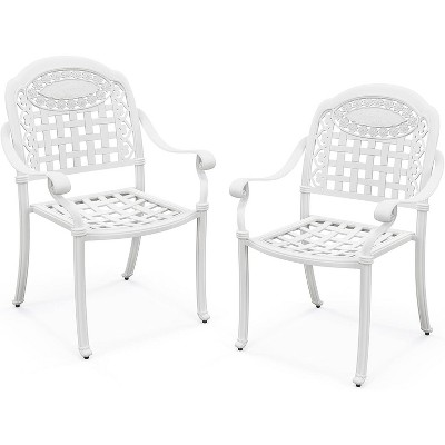 Tangkula 2 Pieces Cast aluminum patio chair bistro dining chair outdoor cast aluminum chair