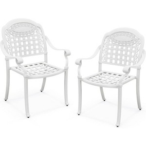Tangkula 2 Pieces Cast aluminum patio chair bistro dining chair outdoor cast aluminum chair - 1 of 4