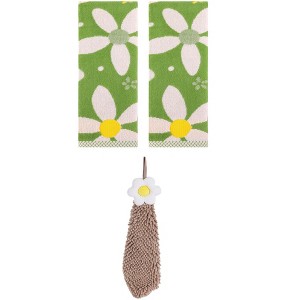 REGALWOVEN 3 Pcs Soft Absorbent Floral Pattern Bathroom Hand Towels - 1 of 4