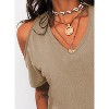 Imily Bela Womens Cold Shoulder T Shirt V Neck Summer Blouse Casual Short Sleeve Top for Daily Wear - 4 of 4
