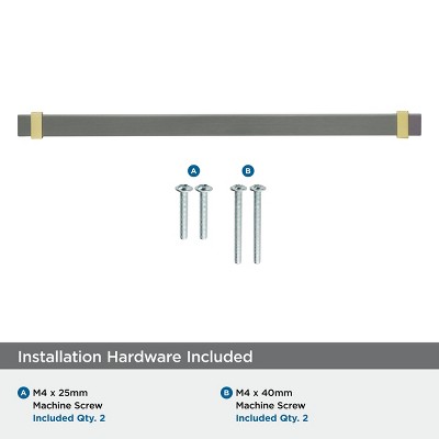 Overton 11.31'' Black Chrome and Brushed Gold Cabinet Pull
