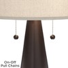 Franklin Iron Works Craig Rustic Farmhouse Table Lamps Set of 2 with Square Risers 24 1/2" High Bronze with USB Charging Port Natural Shade for Desk - 3 of 4
