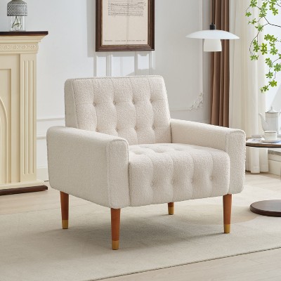 Sapphtopaz 1pc Accent Chair with Tufted Back Lounge Chair Living Room Chair Comfy Chair for Living Room Bedroom Studio
