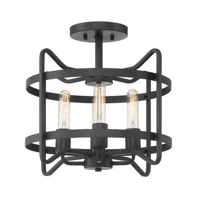 Matte Black 4-Light Semi-Flush Mount Ceiling Fixture