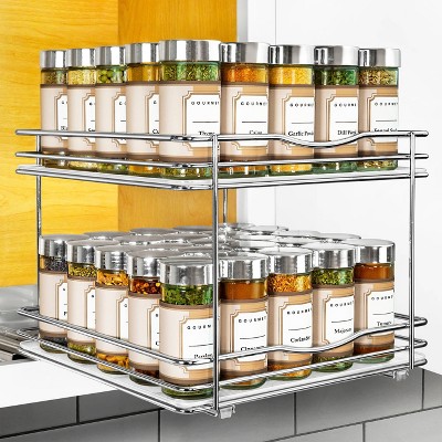 Lynk Professional Slide Out Vertical 10.25" Double Metal Spice Rack Silver: Kitchen Cabinet Organizer, Pull Out Pantry Storage — фото 2