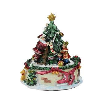 Northlight 5.5" Musical Santa Claus and Christmas Tree Winter Scene Rotating Tabletop Decoration