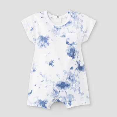 Image of Grayson Mini Baby Boys' Tie-Dye Short Romper - Blue 6-9M