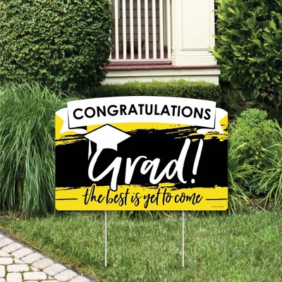 Big Dot of Happiness Yellow Grad - Best is Yet to Come - Yellow Graduation Party Yard Sign Lawn Decorations - Congratulations Party Yardy Sign