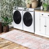Faux Wool Boho Vintage Floral Printed Area Rug Ultra Thin Low Pile, Machine Washable Stain Resistant  Non Slip Non Shedding Pet Friendly Floor Rug - 4 of 4
