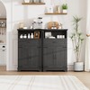 Set of 2 Farmhouse Bathroom Cabinets with Doors & Drawers – Freestanding Cabinets for Kitchen & Living Room - 3 of 4