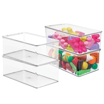 Rubbermaid 12 Quart Stackable Molded Plastic Easy Access Stackable Storage  Bins With Lid For The Garage, Bedroom, Closet, Or Shed, Clear : Target