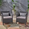 Christopher Knight Home Lucia Outdoor Wicker Club Chairs with Cushion (Set of 2), Gray/Light Gray - 2 of 4