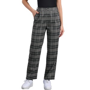 INSPIRE CHIC Women's Plaid Elastic Waist Casual Work Office Long Pants - 1 of 4