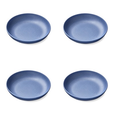 TAG Denim Blue Brooklyn Melamine Brooklyn Melamine Plastic Dinning Butter/Bread Plate Dishwasher Safe Indoor/Outdoor 9.5x9.5 inch Set 4
