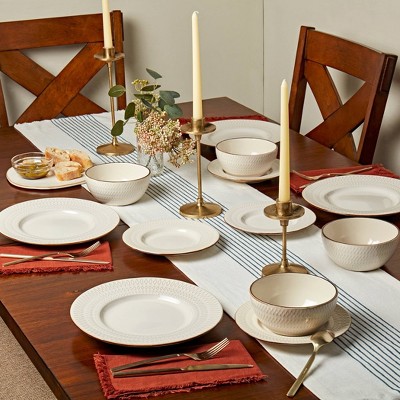 Taylor White Embossed Ceramic 12-Piece Dinnerware Set