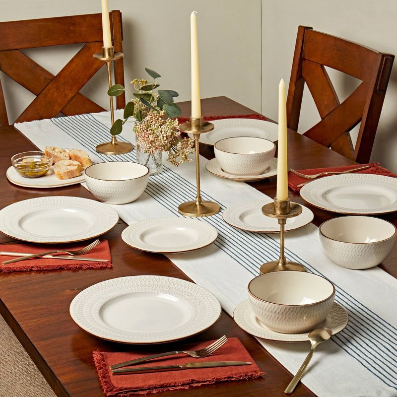 12pc Stoneware Taylor Dinnerware Set White - Tabletops Gallery, 3 of 11