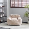 Bean Bag Chair For Adults and Kids, Faux Fur Lounge Seat with Back Support and Beige Finish for Bedroom, or Living Room-The Pop Home - 2 of 4