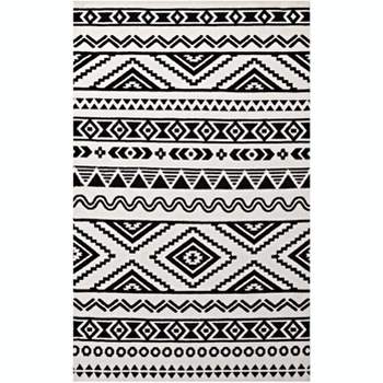 Modway Haku Geometric 8x10 Area Rug With Contemporary Design In Black and White