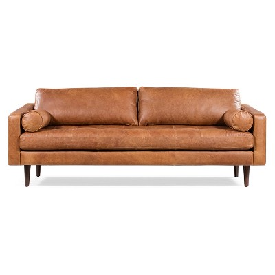 Florence Mid-century Modern Sofa Cognac Tan - Poly & Bark : Target