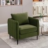Vynxaria Mid-Century Modern Accent Chair - Velvet Comfy Single Sofa Armchair, 1 Pillow, Metal Legs, for Living Room/Bedroom/Office Reading - 3 of 4