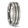 Black Bow Jewelry 7mm Titanium & Black Enamel Brushed Grooved Flat Standard Fit Band - image 4 of 4