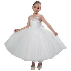 2Bunnies Girls' Sleeveless Maxi Embroidered Tulle Dress - 1 of 4