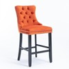 CLIHOME Set of 2 Bar Chairs, Contemporary Velvet Upholstered Barstools with Button Tufted Decoration and Wooden Legs - 2 of 4