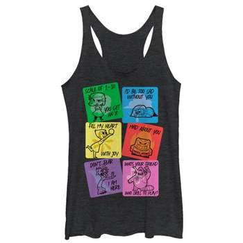 Women's Inside Out Valentine Character Cards Racerback Tank Top
