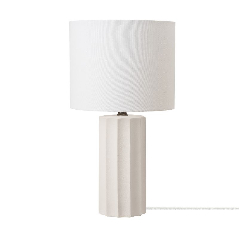 20&#34; Doris Ribbed Concrete Finish Table Lamp with White Linen Shade - Globe Electric, 1 of 9