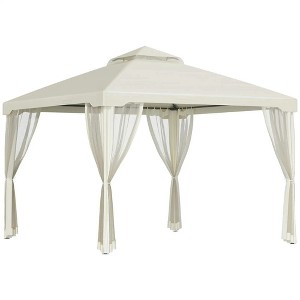 Resenkos Outdoor Garden Gazebo, Sunshade Gazebo Canopy,10' x 10' Steel Outdoor Patio Gazebo with Polyester Privacy Curtains, Two-Tier Roof - 1 of 4