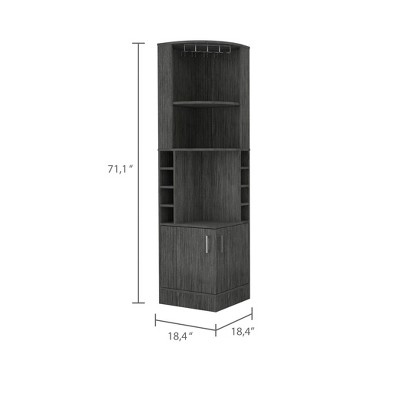 YOOCOZZ Wine Bar Cabinet Papprika, 8 Wine Cubbies, Double Door - Smokey Oak Finish
