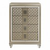 Glamorous Champagne Finish 1pc Chest of 4 Drawers Acrylic Feet Luxury Bedroom Furniture Beveled Mirror Trim - 2 of 4