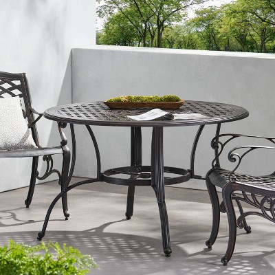 Elegant Bronze Cast Aluminum Circular Outdoor Dining Table