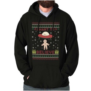 Christmas Gingerbread UFO Pattern Hoodie Sweatshirt Women Men Brisco Brands - 1 of 4