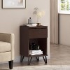 GDFStudio Demijen Modern Industrial Tall Nightstand with Drawer, Walnut/Matte Black - 2 of 4