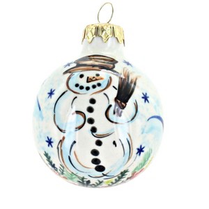 Blue Rose Polish Pottery Vena Small Christmas Ball - 1 of 2