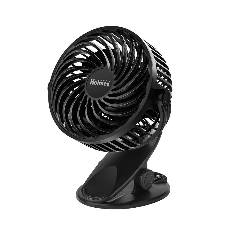 Holmes 4&#34; On-The-Go Portable Clip Rechargeable Battery 360&#176; Rotation Fan Black, 1 of 7