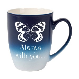 Elanze Designs Always With You Two Toned Ombre Matte Navy Blue and White 12 ounce Ceramic Stoneware Coffee Cup Mug - 1 of 4