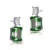 Guili Sterling Silver White Gold Plated Rectangle Stud Earrings with Colored CZ, a modern, stylish choice that adds elegance to any outfit - 3 of 3