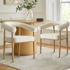 Modern Dining Set for 4 ,Oak Wood 46" Round Dining Table with Upholstered Boucle Dining Chairs with Curved Arm and Back for Small Space-Tanpinhause - 4 of 4