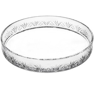 HomeRoots 12" Clear Round Cut Crystal Serving Tray - 1 of 4